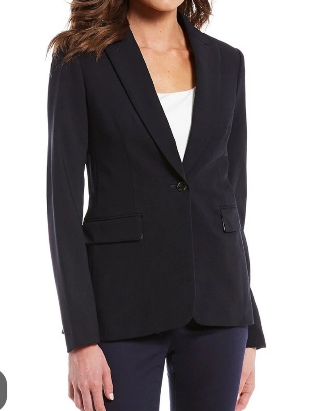Calvin Klein Women's Single-Button Notch Lapel Blazer - Black